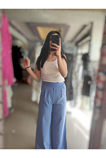 Sublime Butik Pantaloni din stofă cu talie elastică Baby Blue