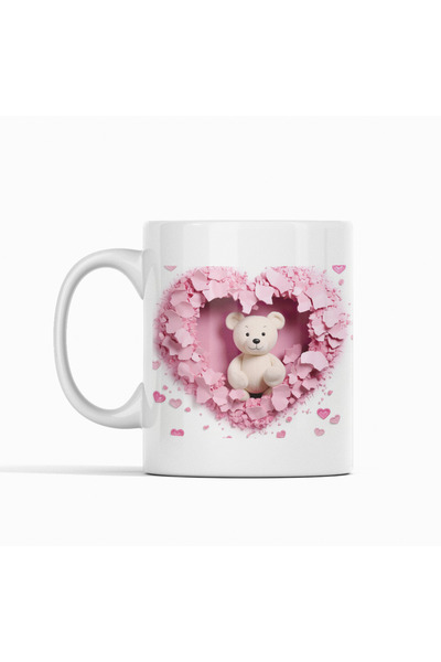 Nino Store Pink Heart And Teddy Bear Love Love Design Gift Printed Mug