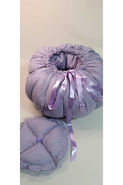 YS HOME TEKSTİL LILA COLOR POTY CHECKED YOGURT BEAMING CUSHION/OVERALL