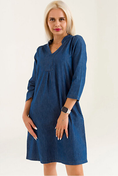 Naliru Kadın V Hakim Yaka Göğüs Piliseli Yandan Gizli Cepli Yıkanmış Çeyrek K...