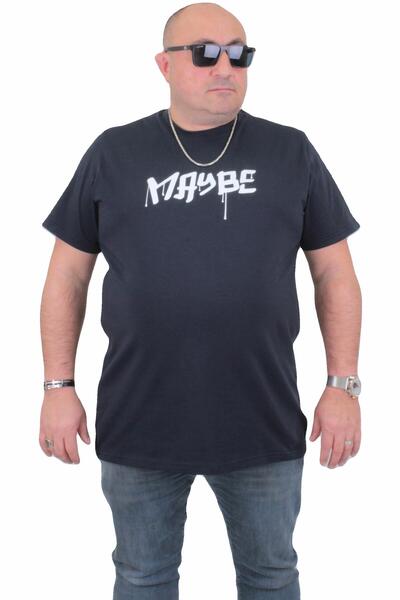 MocGrande Ανδρικό μπλουζάκι με λαιμόκοψη σε μεγάλο μέγεθος - NAVY BLUE 24128