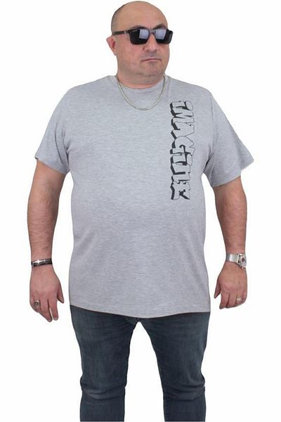 Starbattal Men's Large Size T-Shirt - Crew Neck, Gray Melange, Imagine 24126