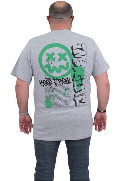 Starbattal Men's Large Size T-Shirt - Crew Neck, Gray Melange, Imagine 24126