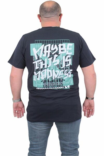 Starbattal Men's Plus Size Crew Neck T-Shirt Maybe 24128 NAVY BLUE