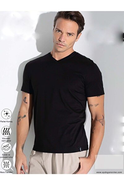 AYDOĞAN HOMEWEAR Aydoğan lyocell kumaş  V yaka t- shirt kmg103- kmg104