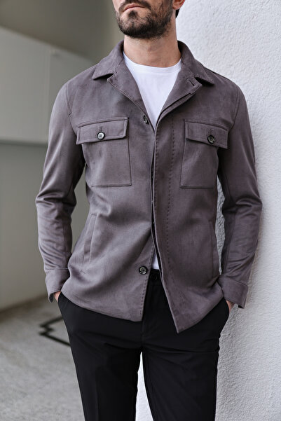 AEK FIORE Erkek Gri Süet Mont