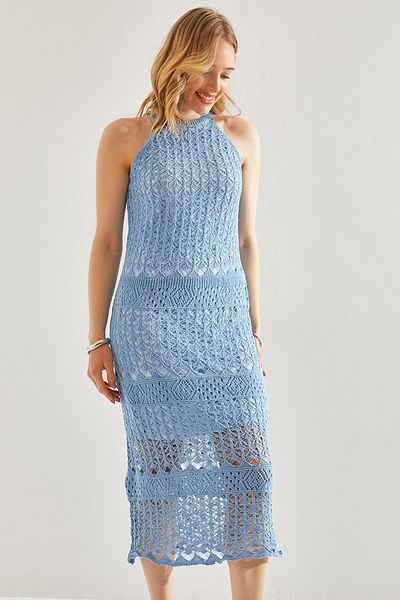 Bianco Lucci Rochie de damă ajurata din tricotaj - căptușită, model nr: 20246117