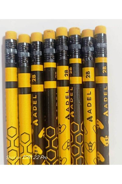 Adel Pencil Blackline Bee 2B Patterned Eraser (8 pieces)