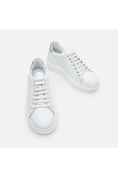 Hotiç Pantofi sport de damă albi din piele naturală