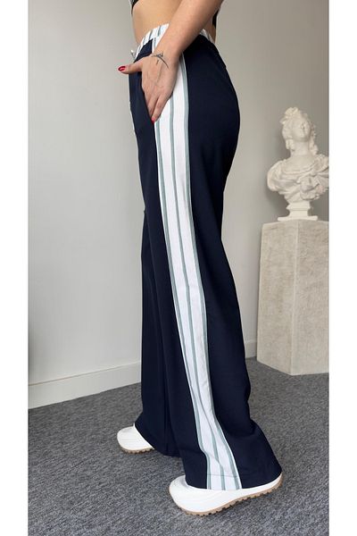 Laluvia Marineblaue Hose mit elastischem Bund und seitlichen Streifen
