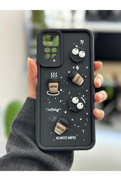 Go Aksesuar حافظة سيليكون بتصميم كوكي أسود متوافقة مع هاتف Xiaomi Note 11 Pro - 12 Pro 4G مع لعبة