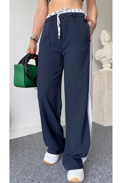 Laluvia Marineblaue Hose mit elastischem Bund und seitlichen Streifen