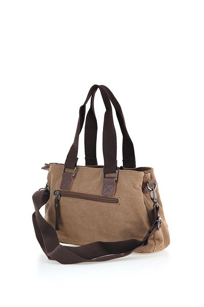KAFF ÇÇS 31320 Canvas Brown Three Compartment Women's Hand and Shoulder Bag