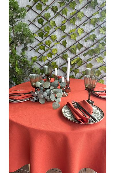 Decamor home 6 Pack Linen Textured Tile Cinnamon Napkins