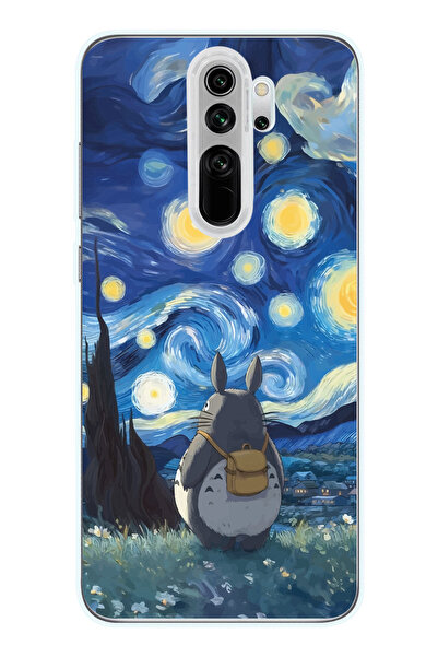 Magic Ring Redmi Note 8 Pro Uyumlu Komşum Totoro Tasarımlı Şeffaf Telefon Kılıfı