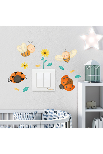 Sticker Sepetim Διακοσμητικό αυτοκόλλητο πρίζας μέλισσας, πασχαλίτσας και χαμ...