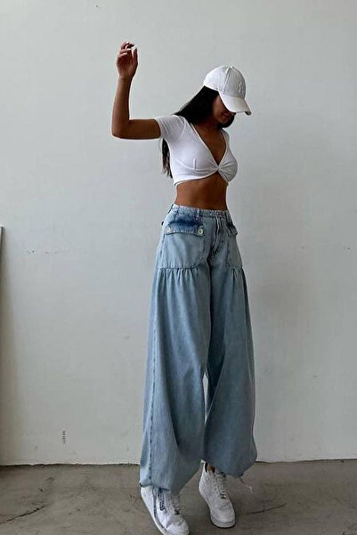 Ortaya Çık Blue Tactical Baggy Pants