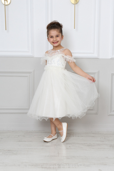 Jannock Rochie de seara cu captuseala brodata cu guipura pentru fete