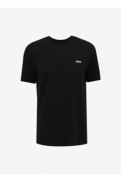 Jeep Siyah Erkek Bisiklet Yaka Basic Baskılı T-Shirt J4SM-TST7245