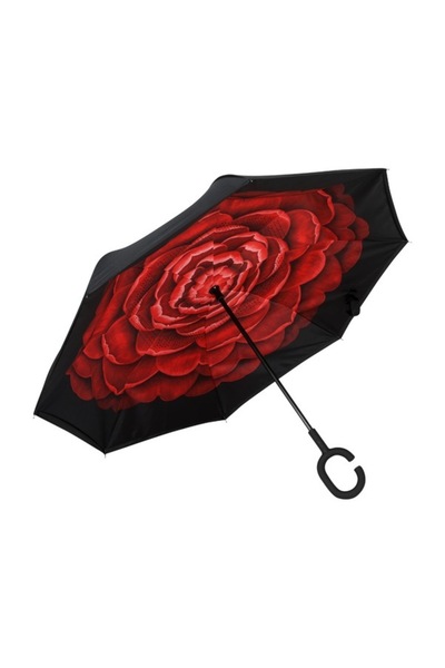 Genel Markalar Kadın Şemsiye Ters Şemsiye Kırmızı Gül