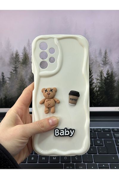 Go Aksesuar جراب سيليكون متوافق مع هاتف Samsung Galaxy A23 بتصميم كريمي للأطفال مع لعبة