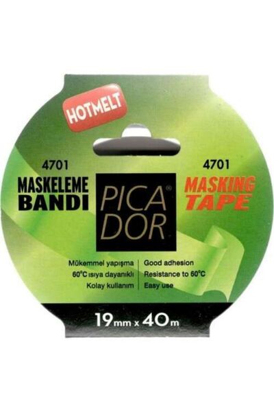 Picador Bandă de mascare Bandă de mascare 19 mm x 40 metri lungime Rezistent la căldură
