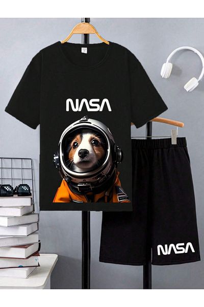 kahire Σετ T-shirt 2 τεμαχίων Σορτς Μαύρο Σετ