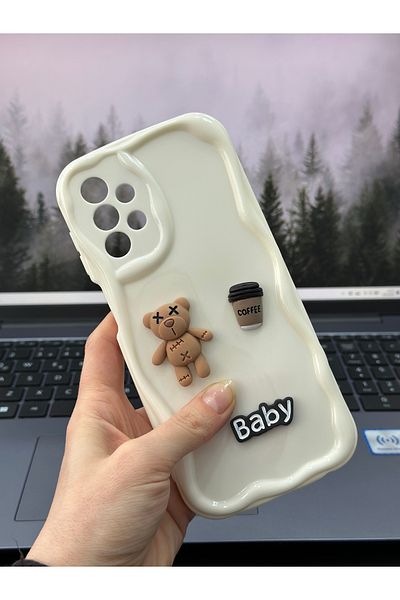 Go Aksesuar جراب سيليكون متوافق مع هاتف Samsung Galaxy A23 بتصميم كريمي للأطفال مع لعبة