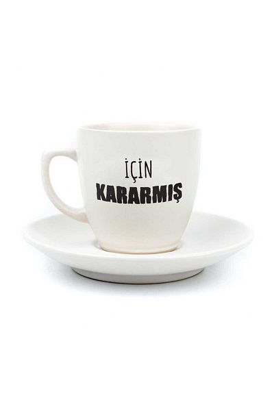 PALTO TASARIM Blackened Cream Turkish Coffee Cup for - Gift Ceramic Turkish Coffee Cup