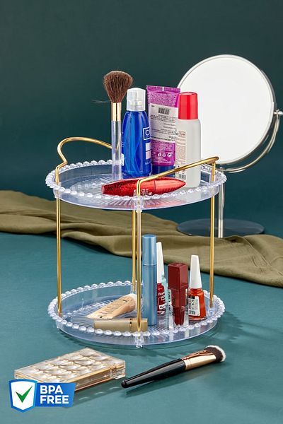 Nandy Home Διοργανωτής μπάνιου δύο επιπέδων, κοσμημάτων και καλλυντικών ΔΙΑΦΑΝΟΣ