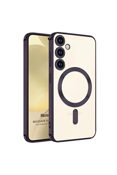 Microsonic Samsung Galaxy S23 FE Kılıf MagSafe Luxury Electroplate Mor