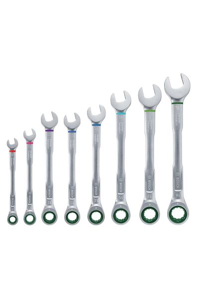 Bosch Ratchet Combined Wrench Set 8 Pieces 1600 A02 7PS