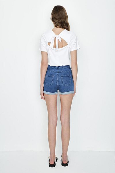 Select Moda Women's Dark Blue Denim Mini Shorts