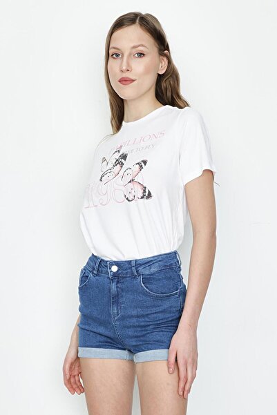 Select Moda Kadın Koyu Mavi Denim Mini Şort