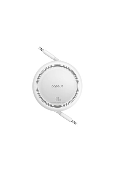 Baseus Free2 Draw Mini Makaralı Type-C to Type-C 100W Kablo 1m. Beyaz