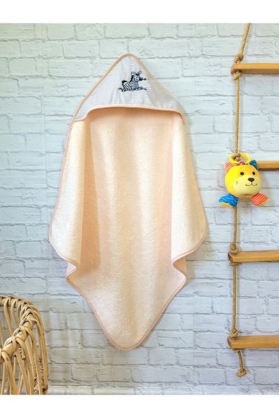 Alpar Tekstil Soft Cotton Girl-Boy Baby Bath Towel Swaddle 75x75cm Zebra/Powder