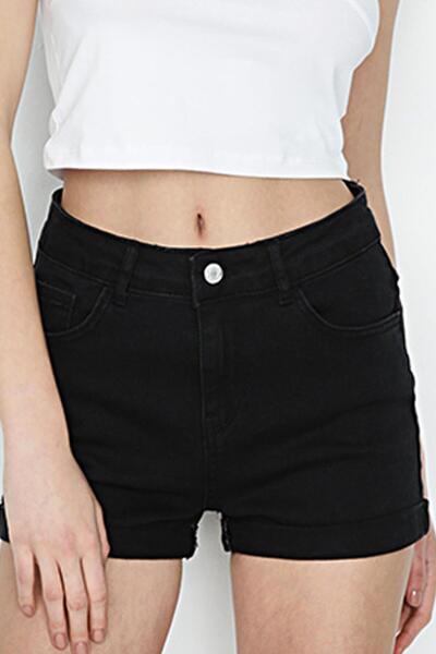 Select Moda Γυναικείο Μίνι Σορτς Μαύρο Τζιν