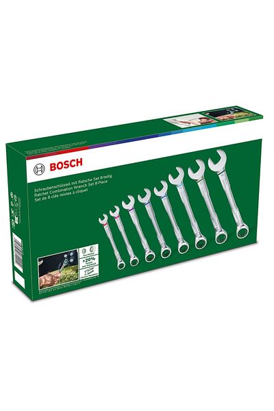 Bosch Ratchet Combined Wrench Set 8 Pieces 1600 A02 7PS