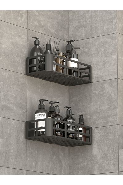 Bayev 6 Pieces Bathroom Organizer Θήκη σαμπουάν Σετ θήκης σαπουνιού Organizer ράφι ντους με αυτοκόλλητη κρεμάστρα