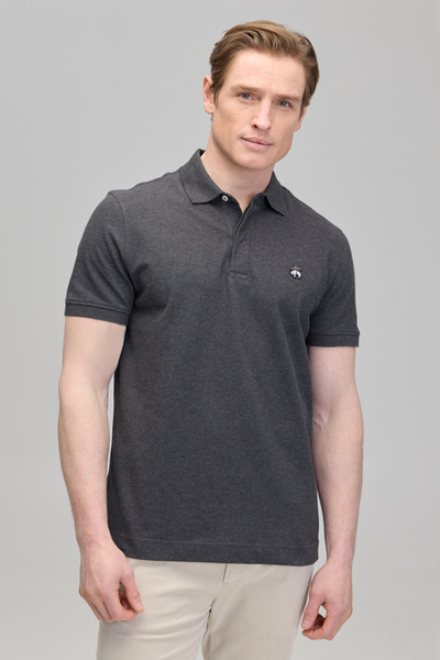 BROOKS BROTHERS Erkek Antrasit Likralı Pike Polo Tişört