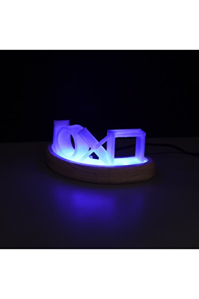 katasarım Ahşap Stand Playstation Ps Logo Temalı Led Aydınlatma