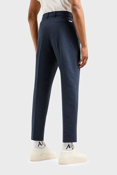 Armani Exchange Ανδρικό Παντελόνι Κλασικό Παντελόνι Seersucker κανονικής εφαρμογής 3DZP51 ZN1AZ 15BA
