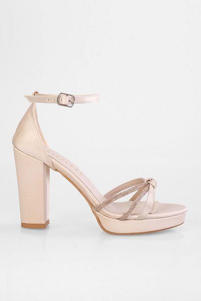 Shoeberry Pantofi cu toc cu platformă din satin din piele de acai de damă