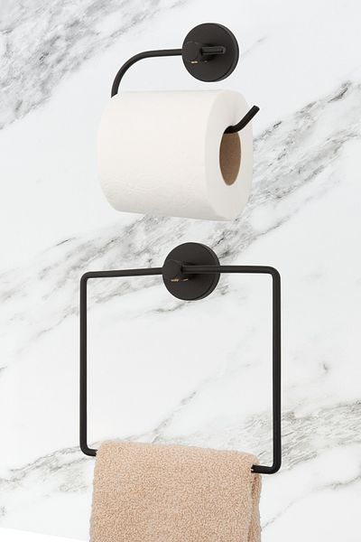 UG Home Μαύρη τετράγωνη κρεμάστρα για πετσέτες / Σετ μπάνιου για ράφι χαρτιού τουαλέτας εξωτερικού χώρου