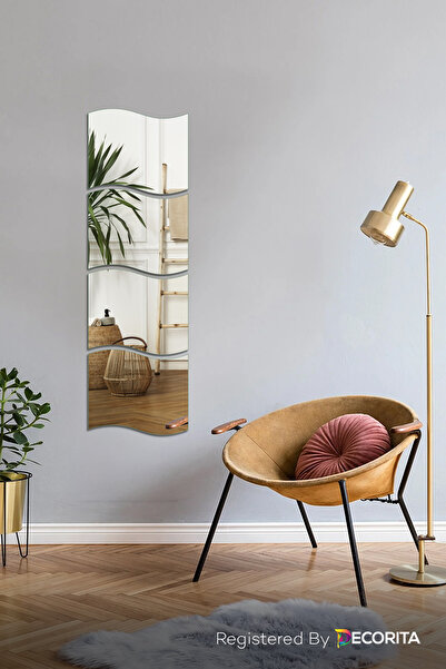 Decorita Boy Aynası | Düz Ayna | 4'lü Takım Asimetrik Kıvrım Ayna | 30cm x 35cm