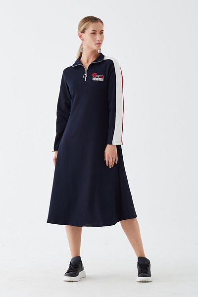 Gülfirik Tasarım Navy Blue Colored Retro Midi Dress