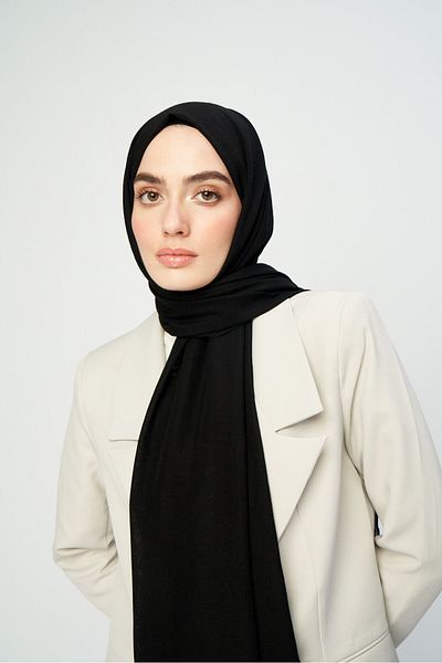 Modakaşmir Kraş Cotton Shawl Black