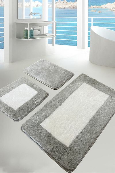 England London Polo Club Hayal Set of 3 PL386 100% Handmade Acrylic Yarn Machine Washable Bath Mat Rug Toilet Seat Set