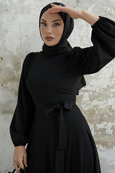 InStyle Belted Scuba Dress - Black