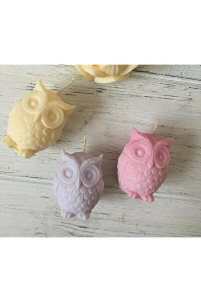 Genel Markalar 3lü Baykuş Mum Kokulu Mum Pembe Renk Anneler Günü Hediye